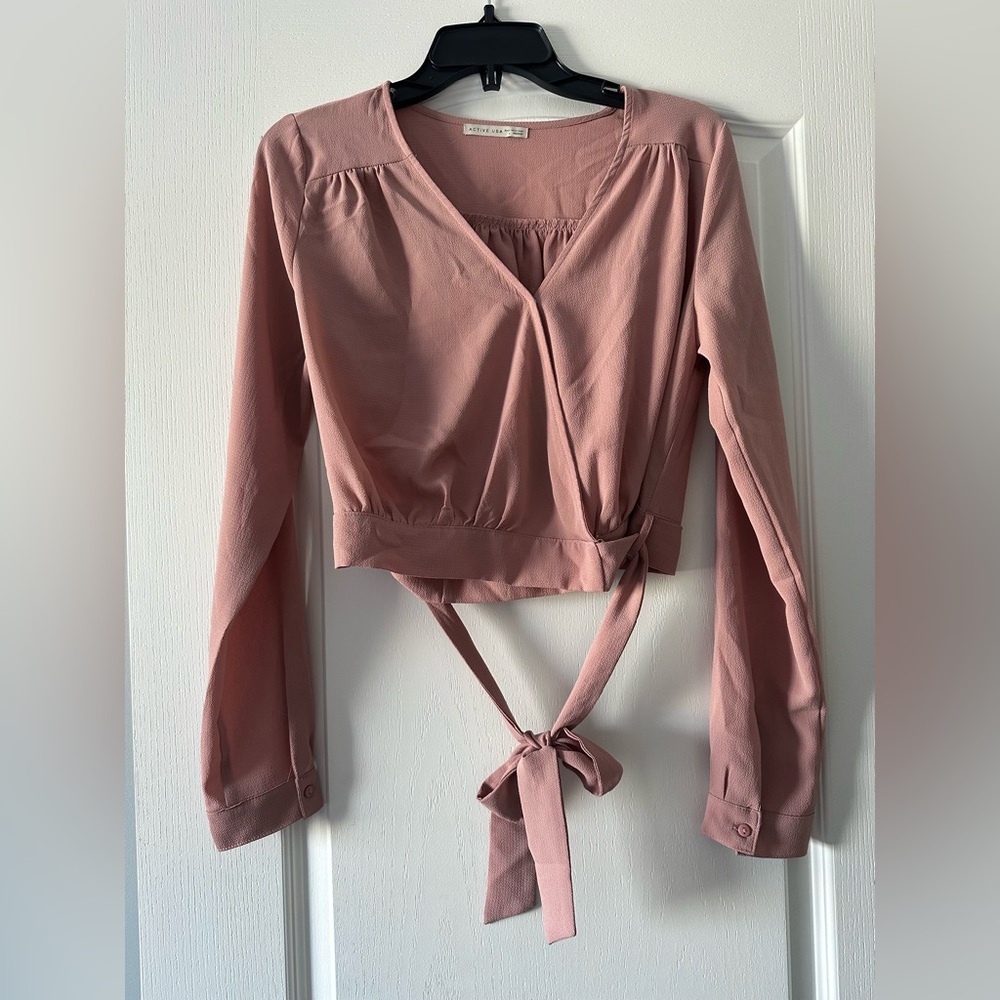 Dusty Pink Wrap Blouse